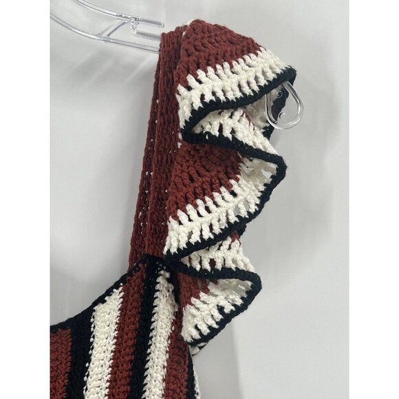 Zara Crochet Knit Ruffle Jumpsuit Sz M NWT Black - Picture 7 of 11